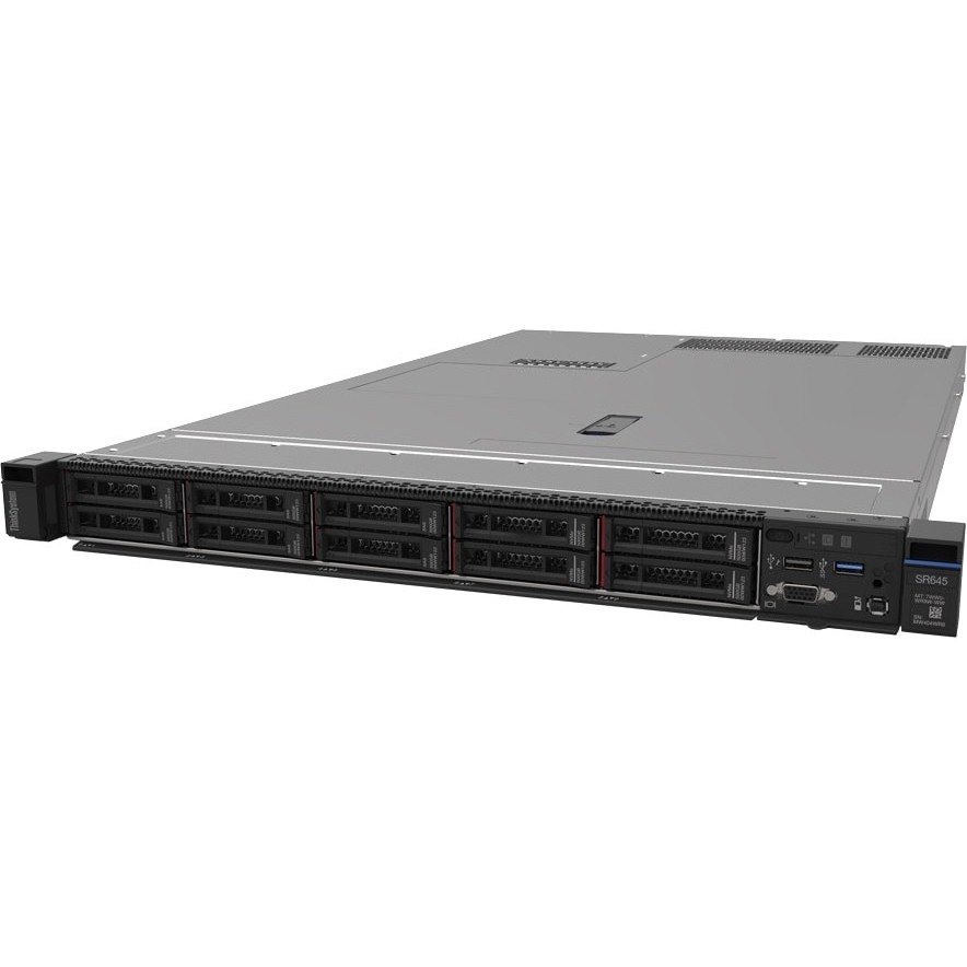 Lenovo ThinkSystem SR645 7D2XA016NA 1U Rack Server - 1 EPYC 7262 3.20 GHz - 16 GB RAM - Serial ATA/600, 12Gb/s SAS Controller
