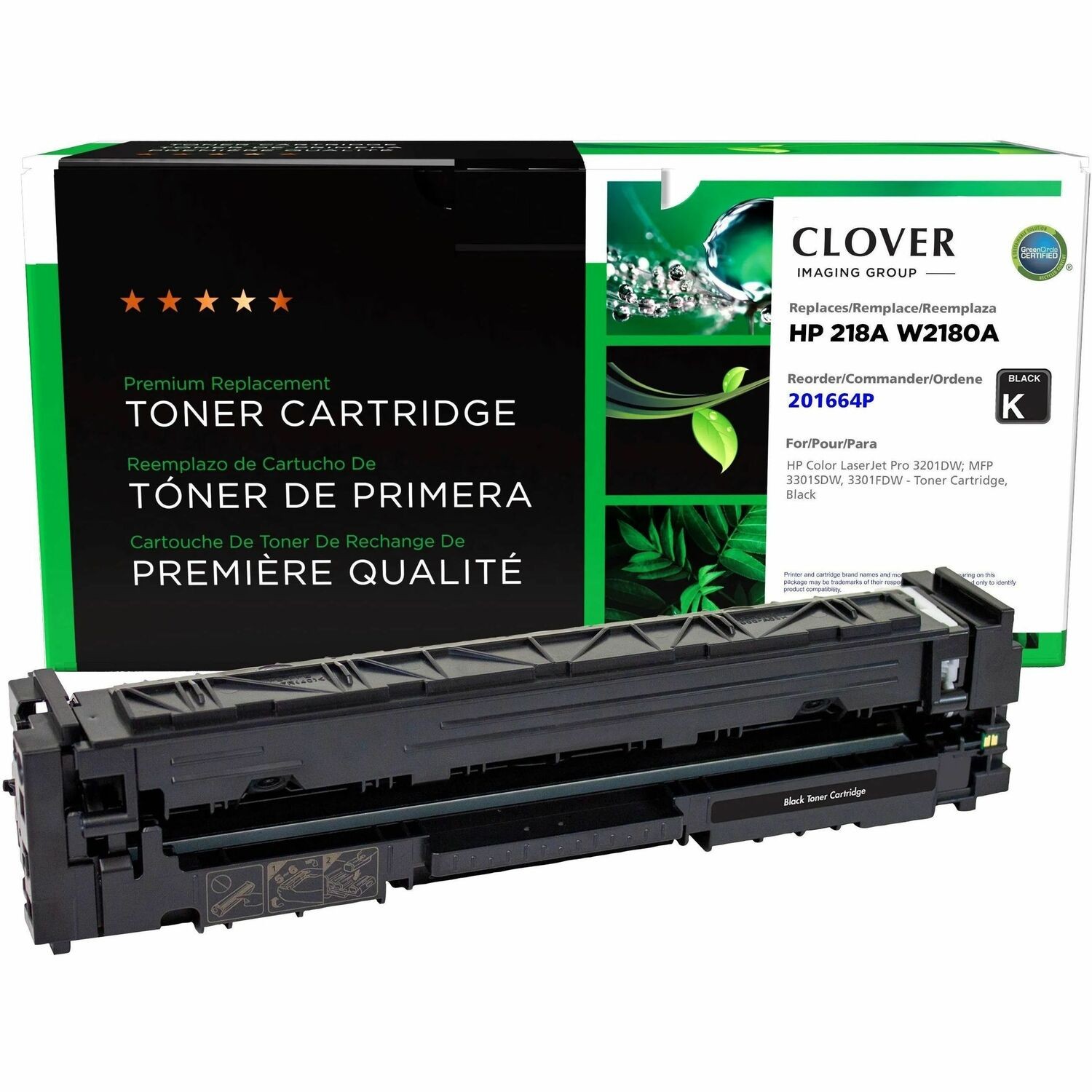 Clover Remanufactured Black Toner Cartridge (New Chip) for HP 218A (W2180A)