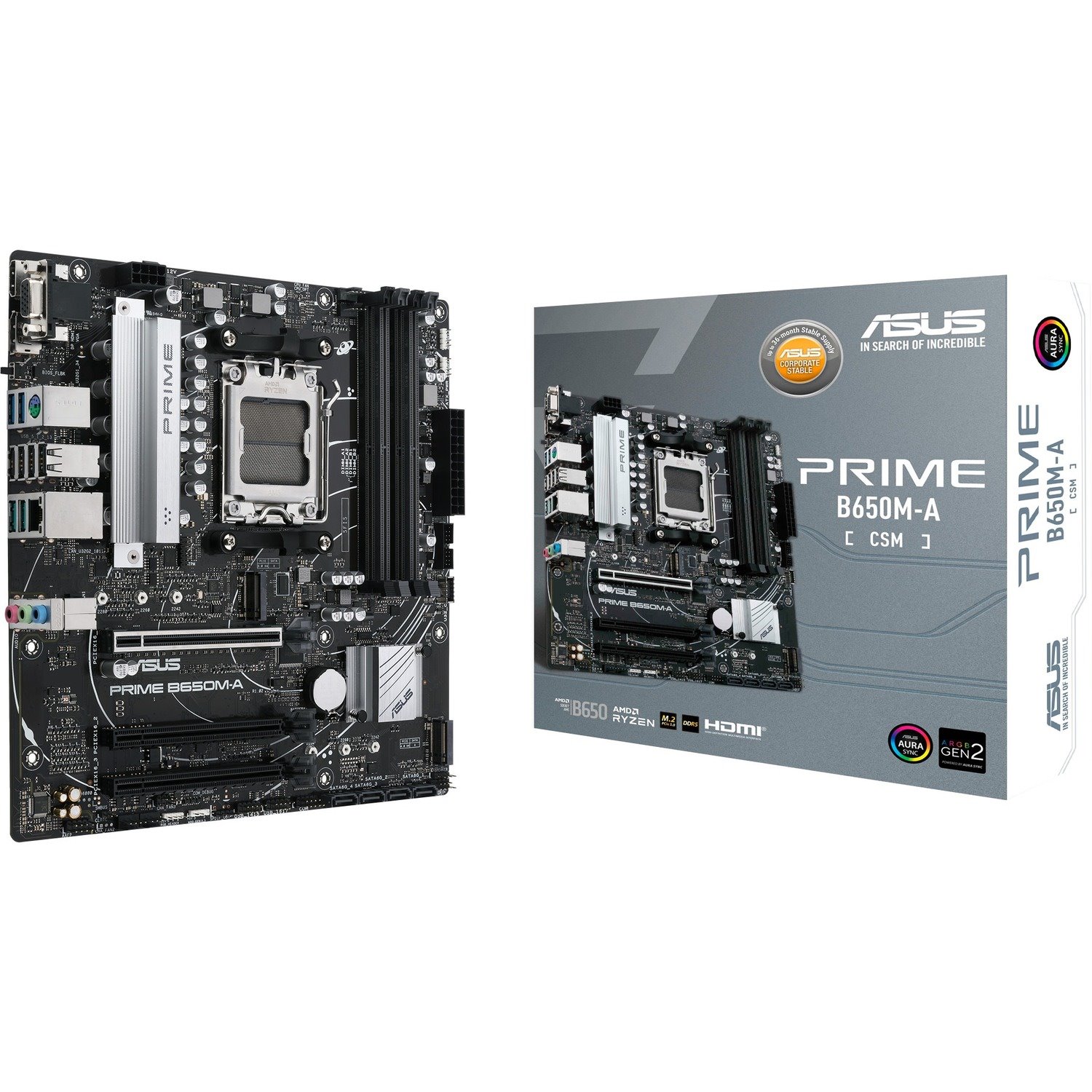 Asus Prime B650M-A-CSM Desktop Motherboard - AMD B650 Chipset - Socket AM5 - Micro ATX