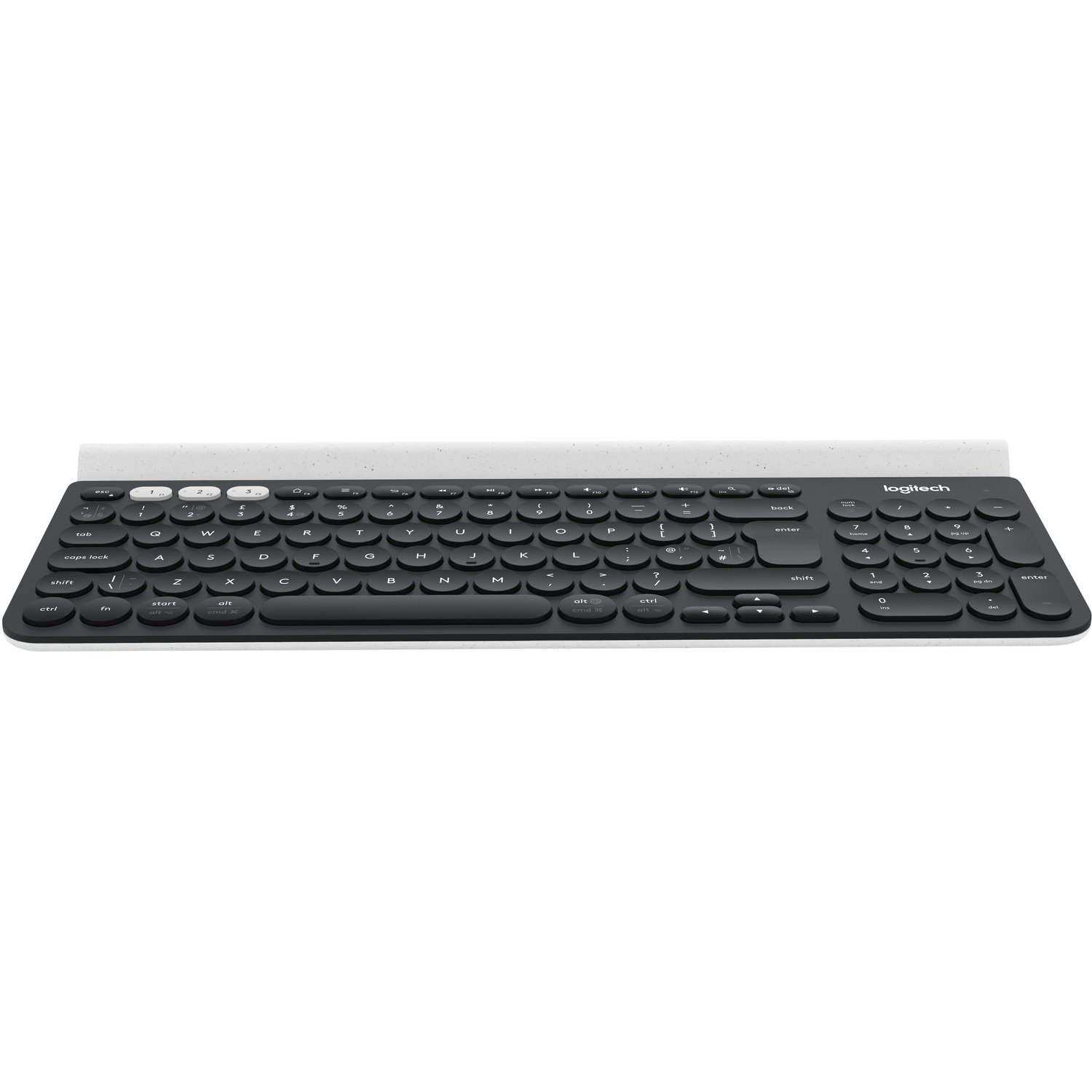 Logitech K780 Keyboard - Wireless Connectivity - USB Interface - QWERTY Layout - White, Dark Grey