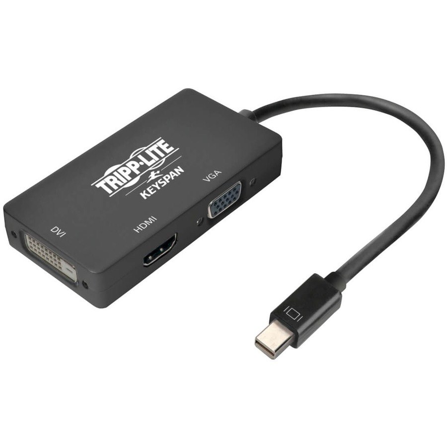 Tripp Lite by Eaton Keyspan Mini DisplayPort to VGA/DVI/HDMI All-in-One Video Converter Adapter, 4K 60 Hz HDMI, DP 1.2, Black, 6 in.