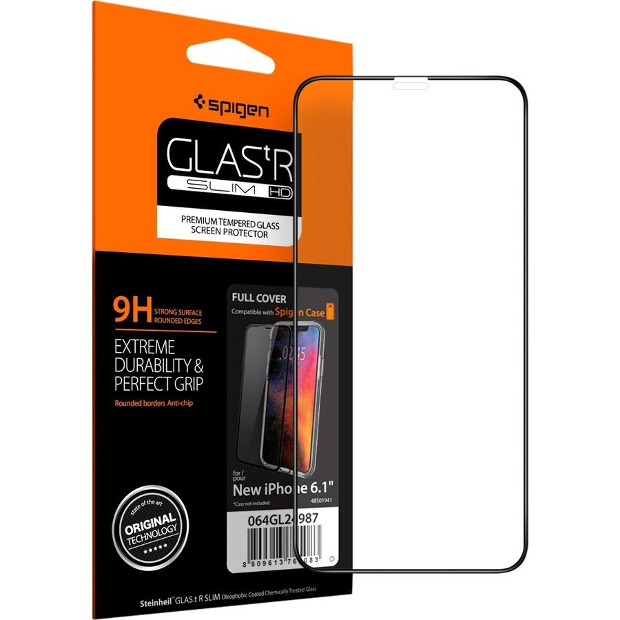 Spigen GLAS.tR SLIM Tempered Glass Screen Protector - Black, Crystal Clear - 1