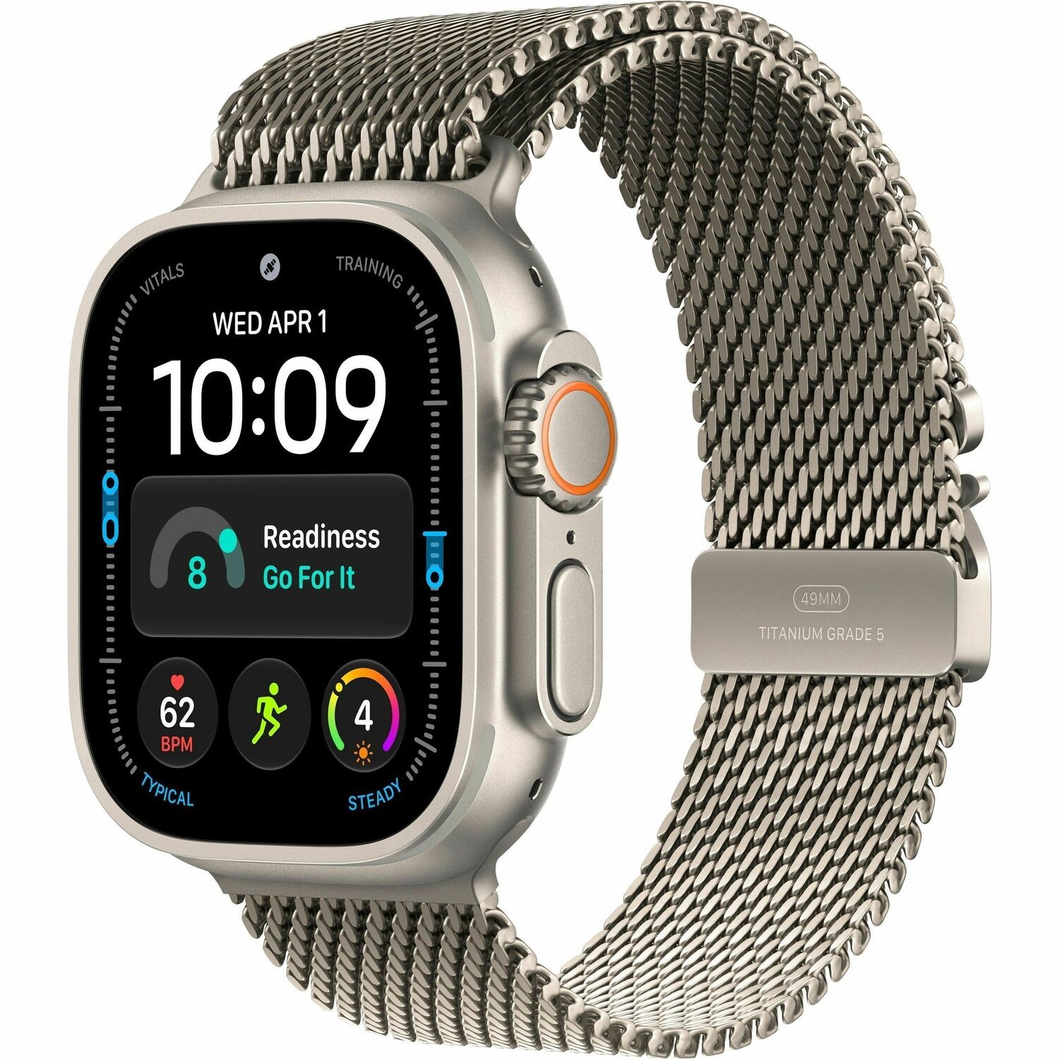 Apple Watch Ultra 4 Smart Watch - 49 mm Case Height - 44 mm Case Width - Natural Case Color - Natural Band Color - Titanium Case Material - Wireless LAN - 5G - LTE