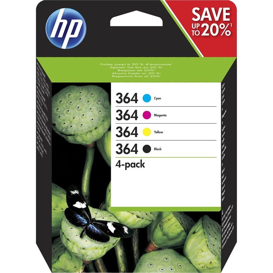 HP 364 Original High Yield Inkjet Ink Cartridge - Yellow, Cyan, Magenta - 4 / Pack