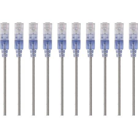 Monoprice 10-Pack, SlimRun Cat6A Ethernet Network Patch Cable, 10ft Gray
