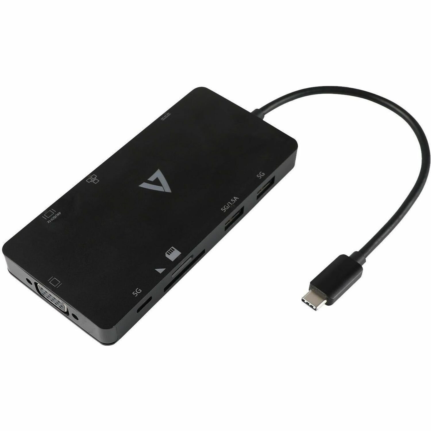 V7 Mini Dock UCMINIDOCK-ALTHV USB Type C Docking Station for Notebook - Charging Capability - Memory Card Reader - SD - Black - Desktop