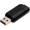 Verbatim PinStripe 64 GB USB 2.0 Type A Flash Drive - Black