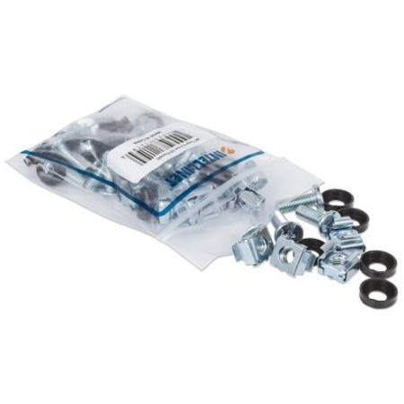 Cage Nut Set (20 Pack), M6 Nuts, Bolts and Washers, Suitable for Network Cabinets/Server Racks, Plastic Storage Jar, Lifetime Warranty