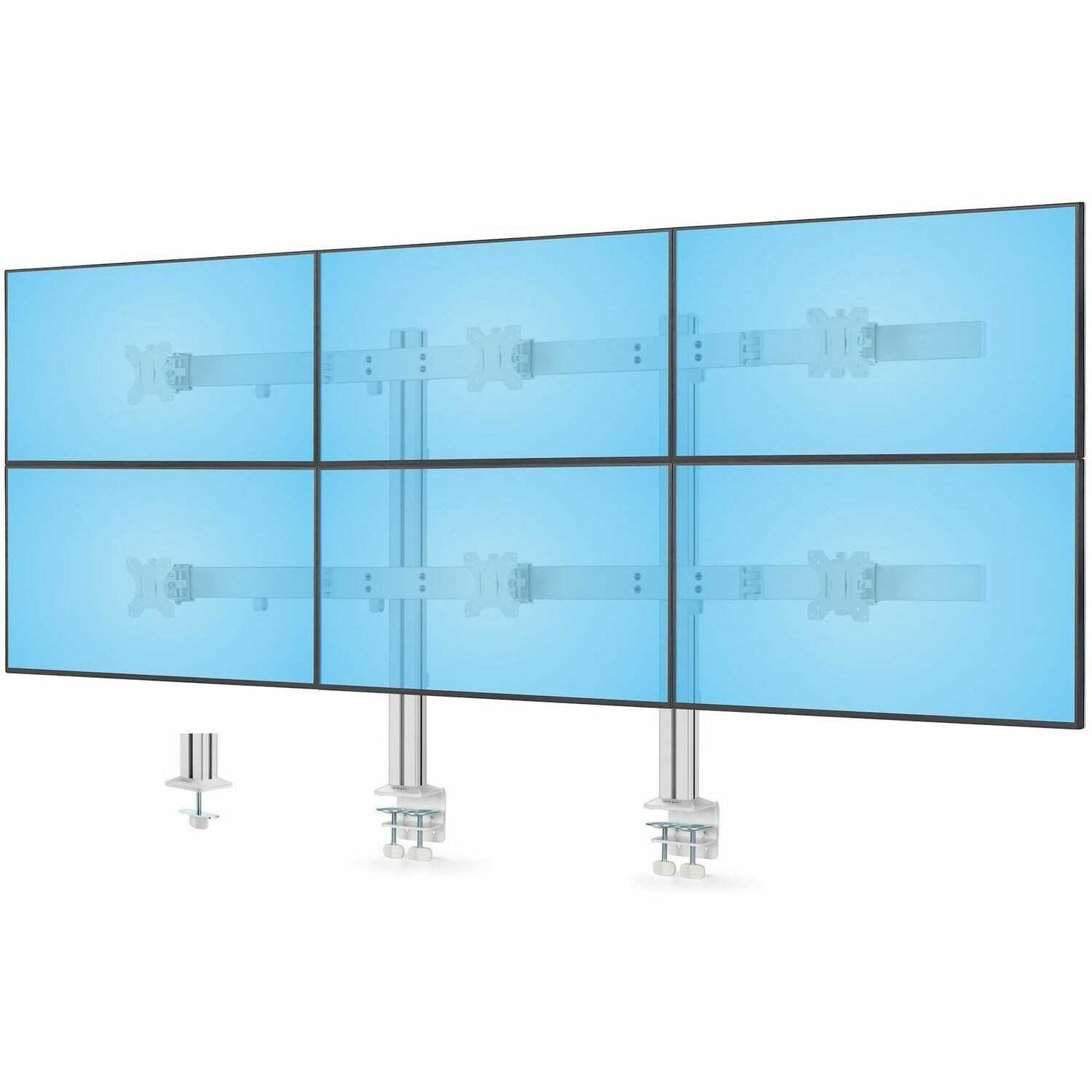 STARTECH.COM SIX-MONITOR DESK MOUNT, UP TO 32", UP TO 8KG , HORIZONTAL, H/ADJ, VES, SILVER