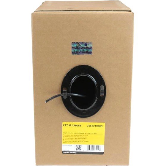 StarTech.com Bulk Cat 5e Ethernet Cable - 1000 ft. (304,8m) - Solid - CMR-Rated - Black - TAA Compliant