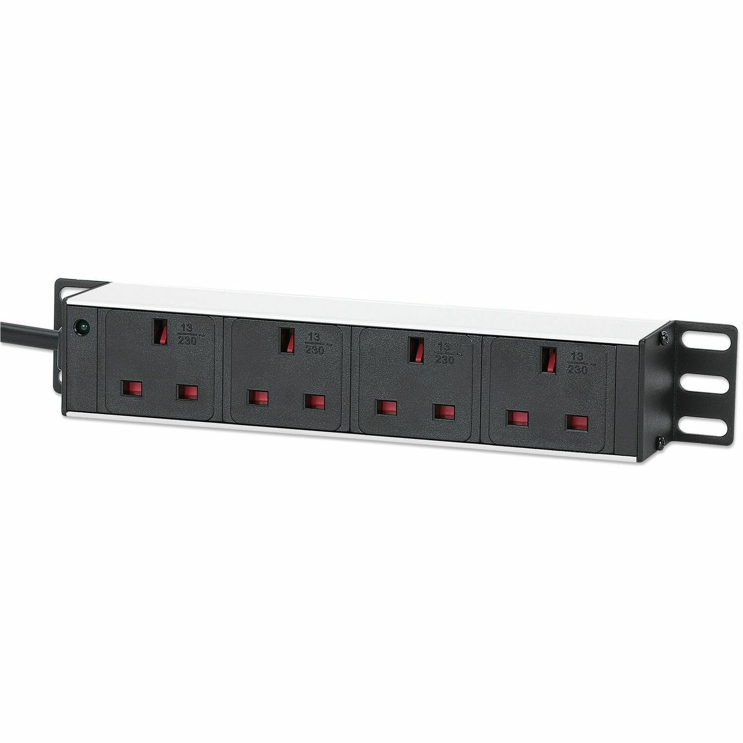 10" 1U PDU 4-way UK, With Indicator, Rackmount, Power Distribution Unit, UK 3-pin outlets, 3m power cord, output