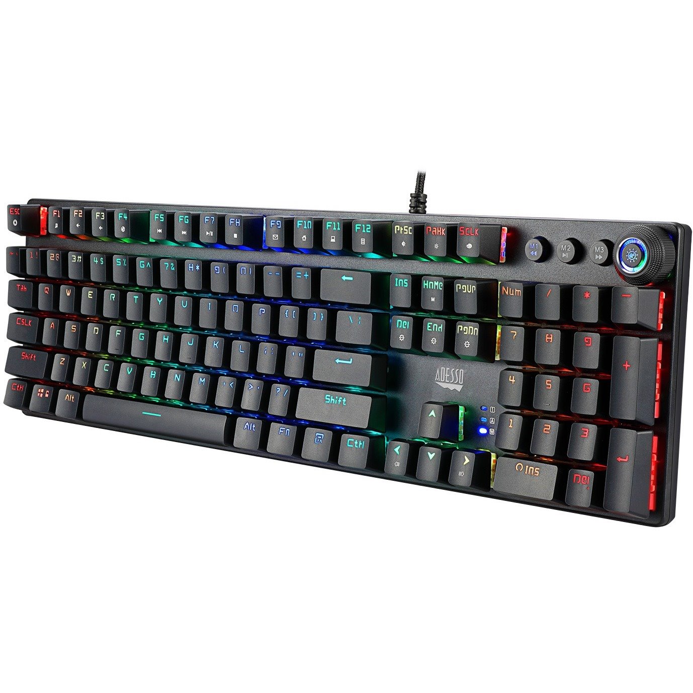 Adesso EasyTouch 650EB Gaming Keyboard - Cable Connectivity - USB Interface - RGB LED - English (US) - Black