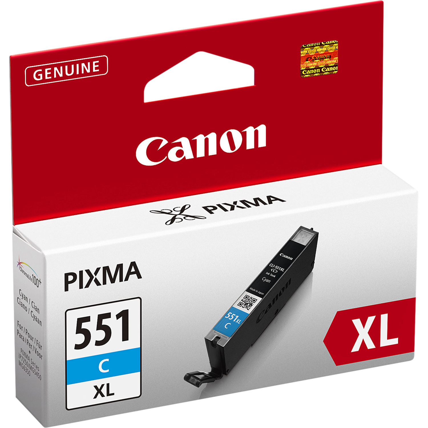 Canon CLI-551C XL Original High Yield Inkjet Ink Cartridge - Cyan - 1 Blister Pack