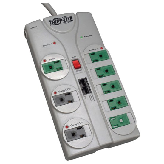 Tripp Lite by Eaton Eco-Surge 8-Outlet Surge Protector, 8 ft. (2.43 m) Cord, 2160 Joules, Diagnostic LEDs