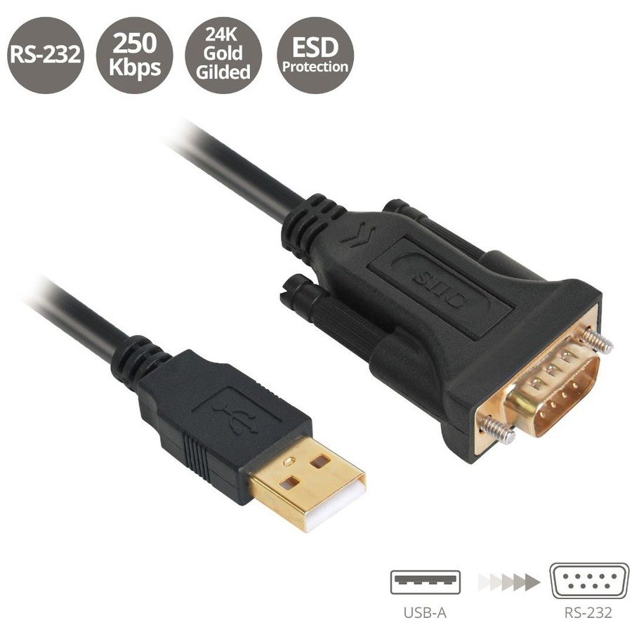 SIIG USB to RS-232 Serial Adapter Cable - FTDI FT232 - TAA compliant