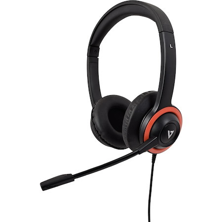 V7 Safe Sound HA530E Wired Over-the-head, On-ear Stereo Headset - Black, Red