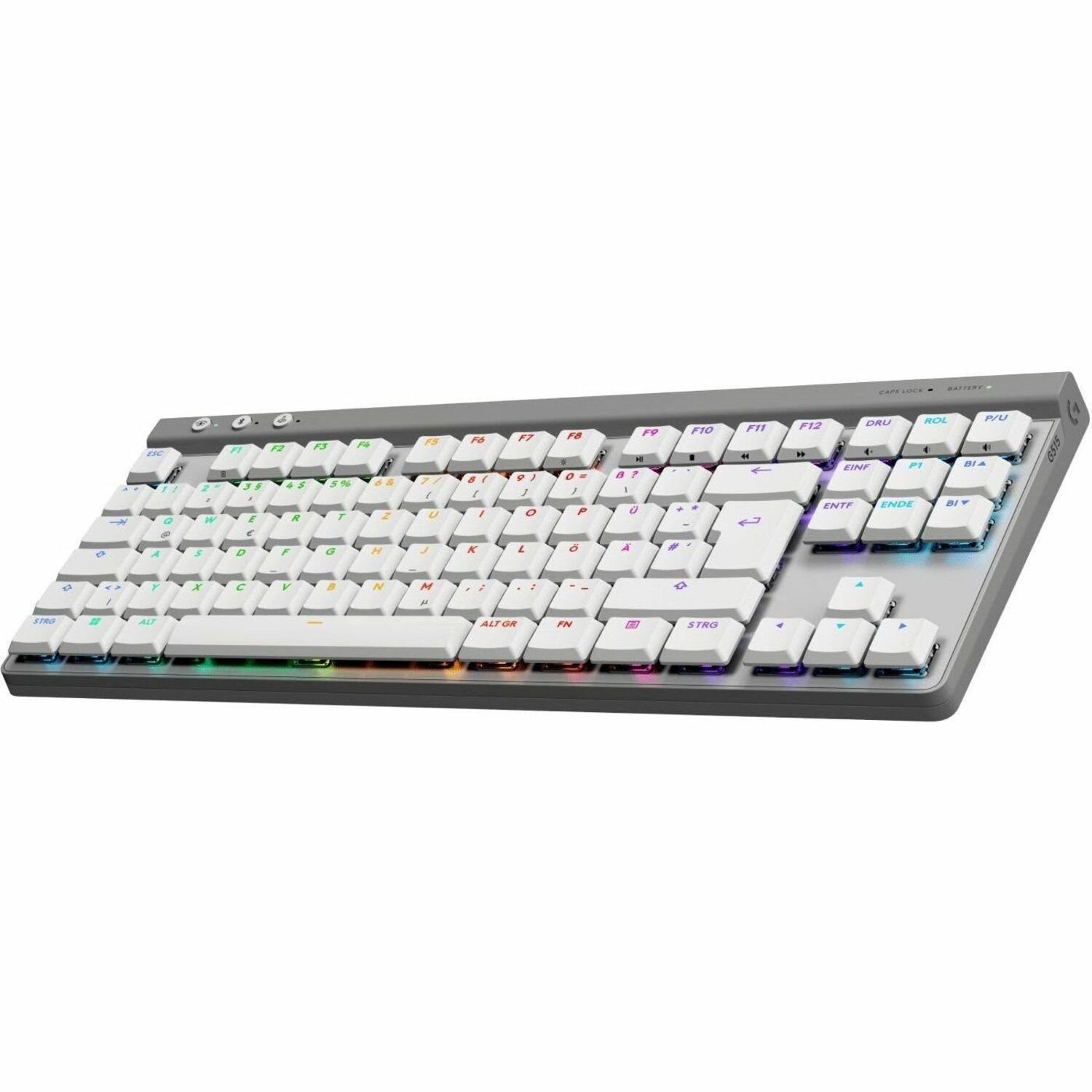 Logitech G G515 LIGHTSPEED TKL Gaming-Tastatur - Kabel/Kabellos Konnektivität - USB Typ-A Schnittstelle - RGB LED - Deutsch - QWERTZ Layout - Weiß