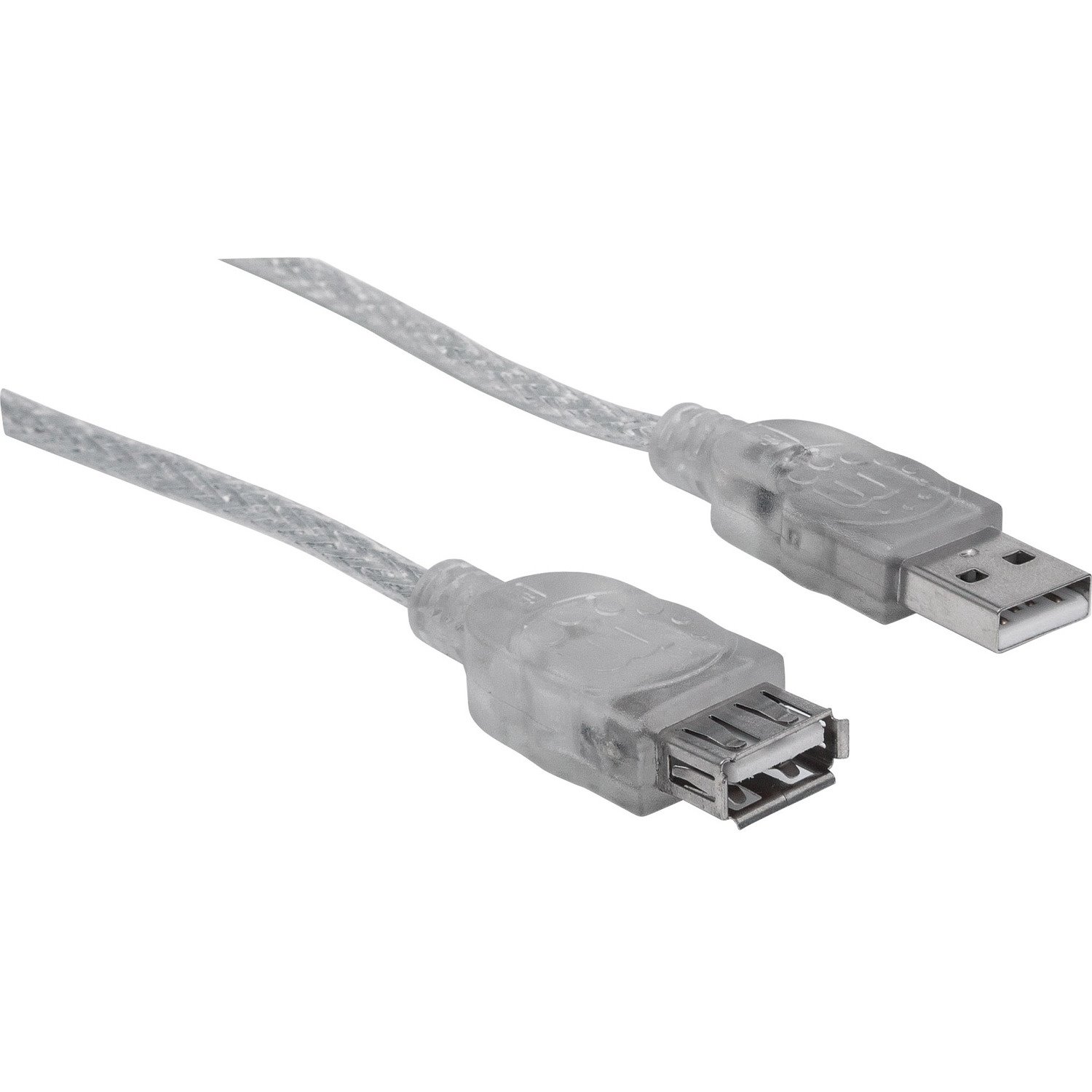 Manhattan Hi-Speed USB 2.0 A Male to A Female Extension Cable, 15', Translucent Silver