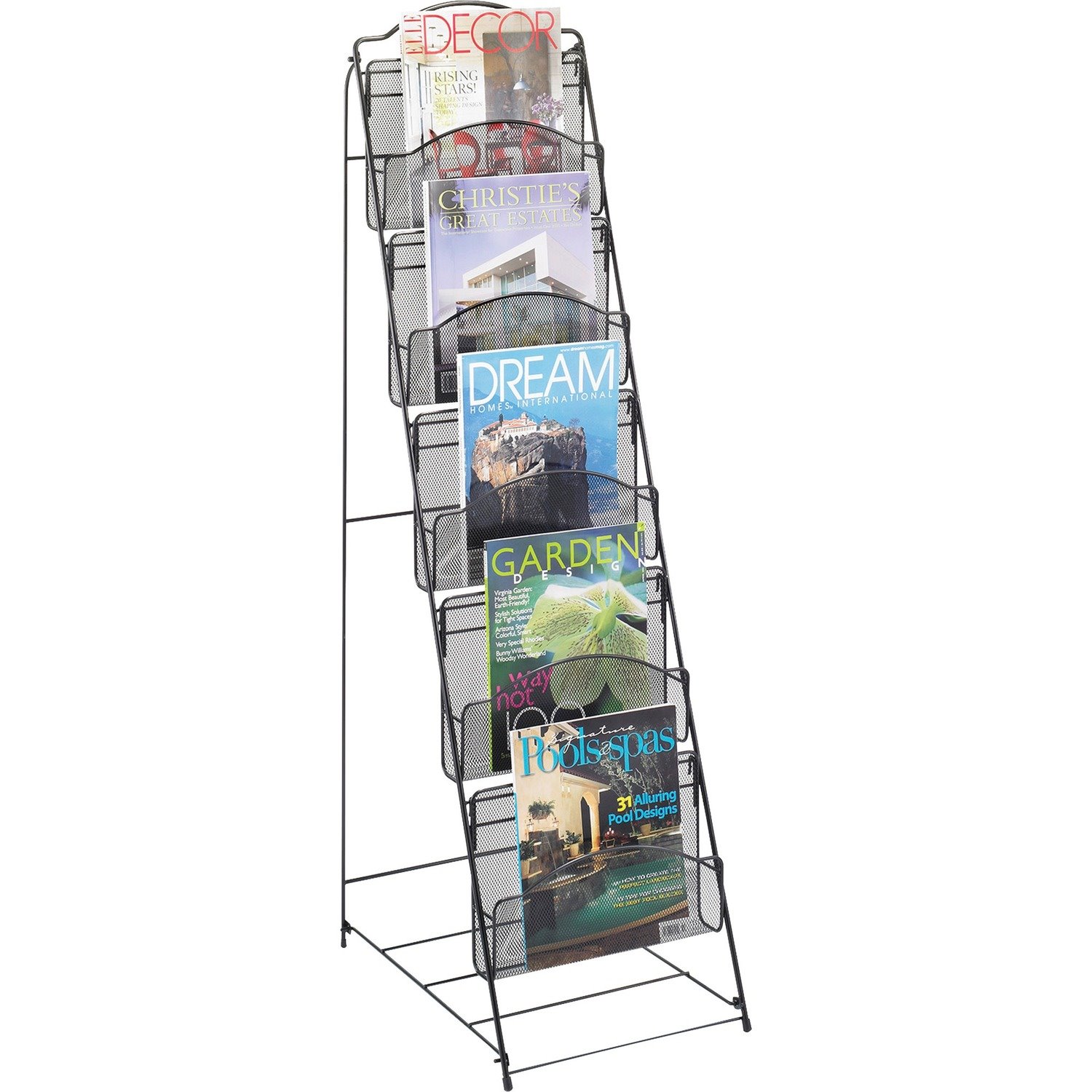 Safco Black Onyx Mesh Literature Floor Rack