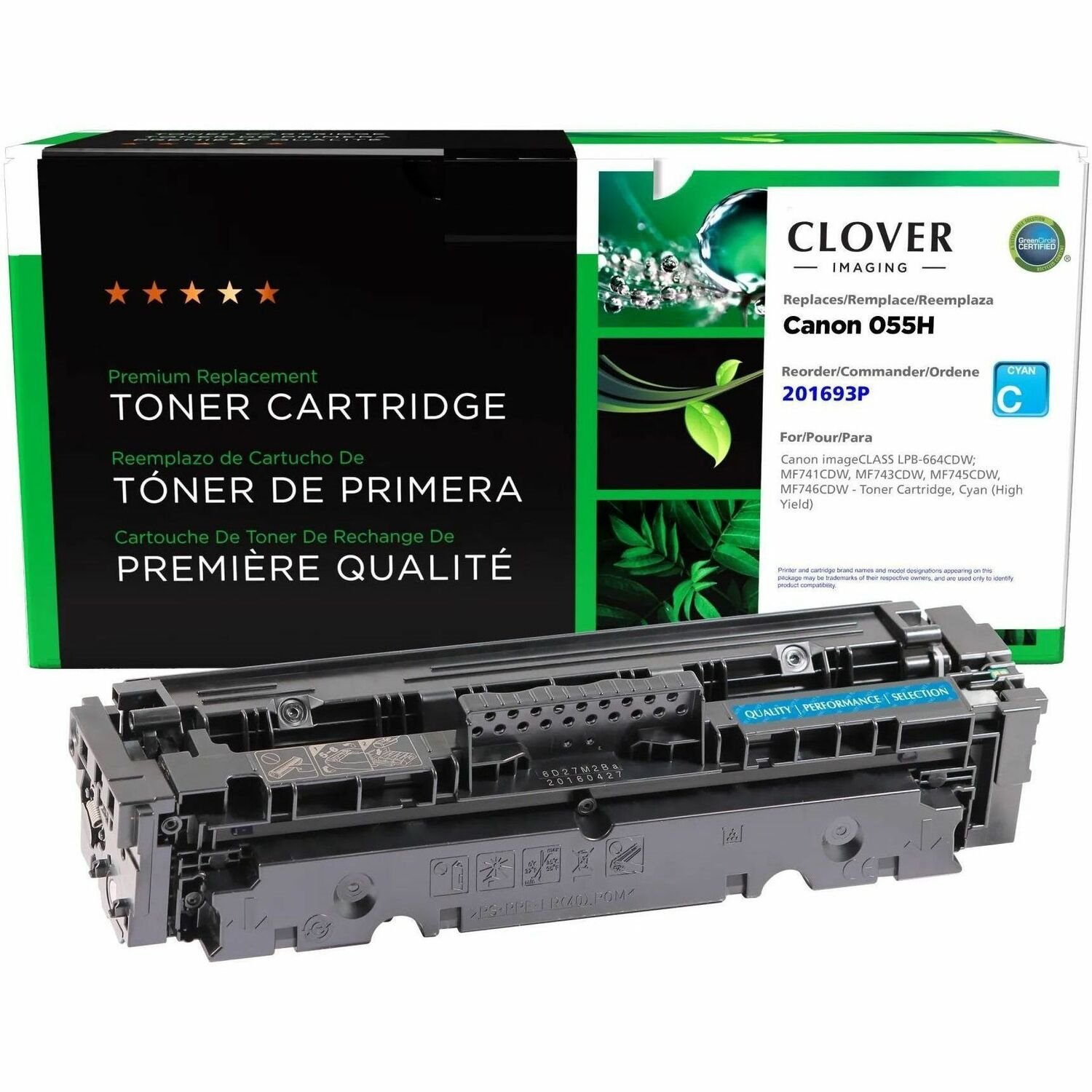 Clover Remanufactured High Yield Cyan Toner Cartridge for Canon 055HC (3019C001)