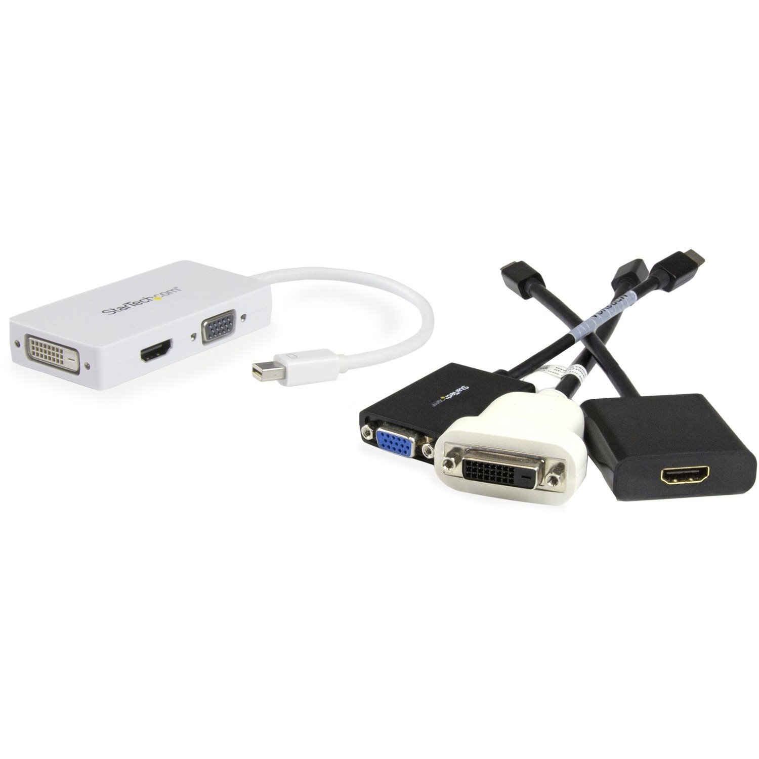 StarTech.com Travel A/V Adapter: 3-in-1 Mini DisplayPort to VGA DVI or HDMI Converter - White