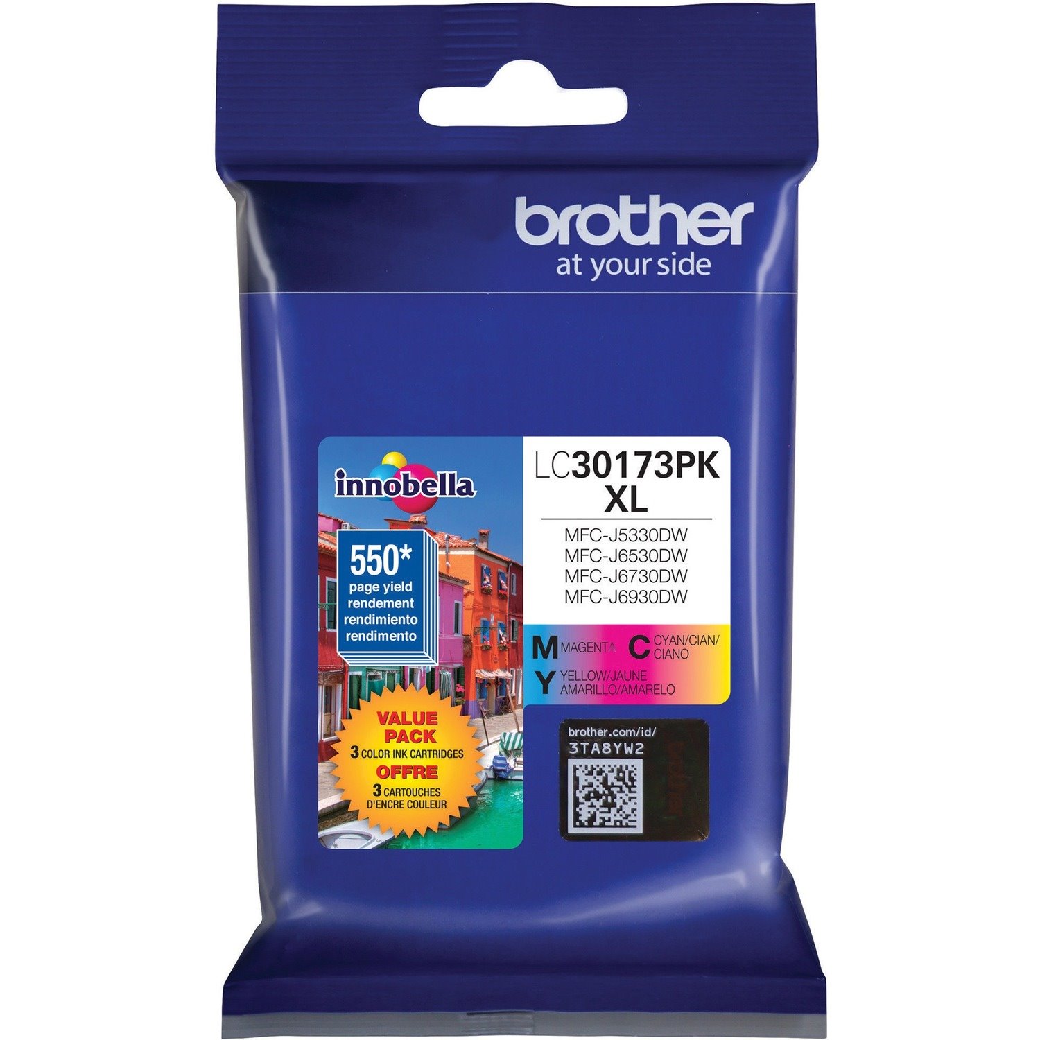 Brother Innobella LC30173PK Original High Yield Inkjet Ink Cartridge - Cyan, Magenta, Yellow - 3 / Pack