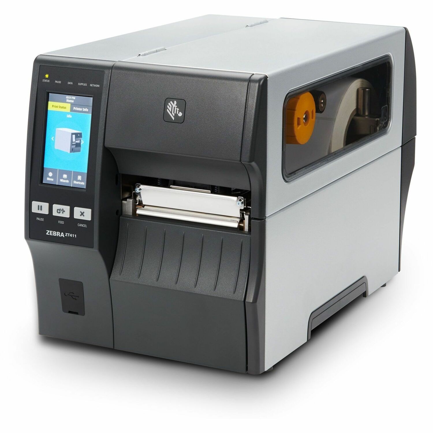 Zebra ZT411 Industrial, Manufacturing, Transportation & Logistic, Laboratory Thermal Transfer Printer - Monochrome - Label Print - Fast Ethernet - USB - USB Host - Serial - Bluetooth 4.1 - IEEE 802.11ac Wireless LAN - Near Field Communication (NFC) - RFID - US - With Cutter