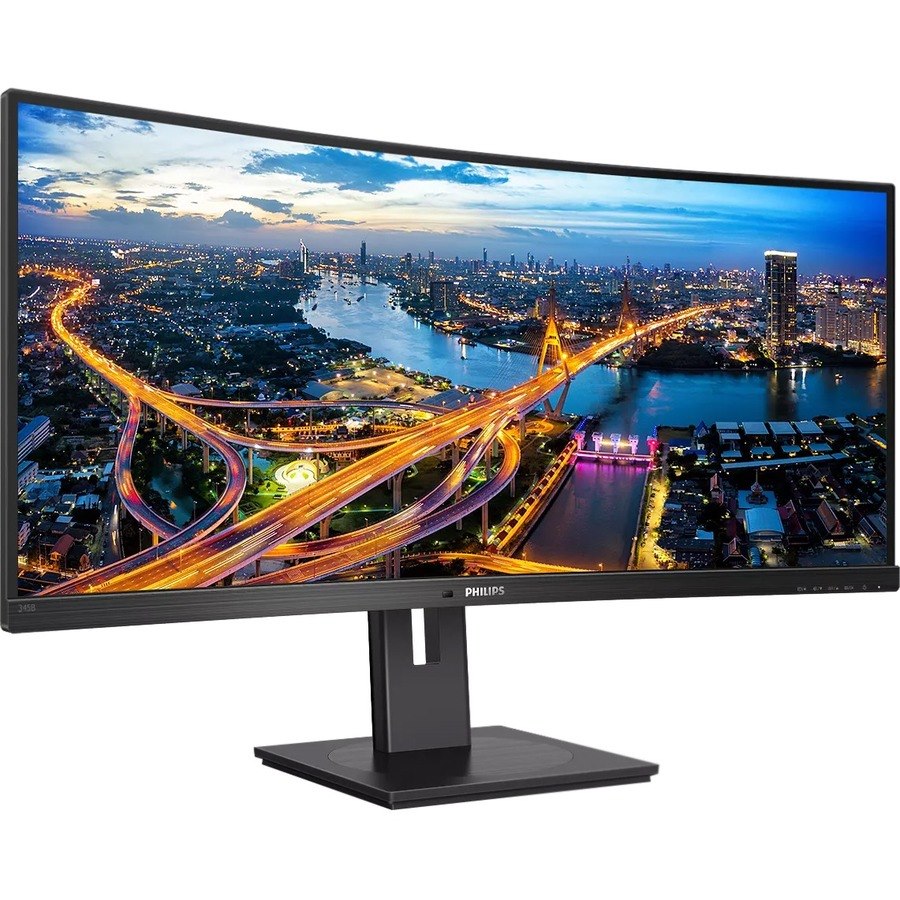 Philips 345B1C 34" Class WQHD Curved Screen LCD Monitor - 21:9 - Textured Black