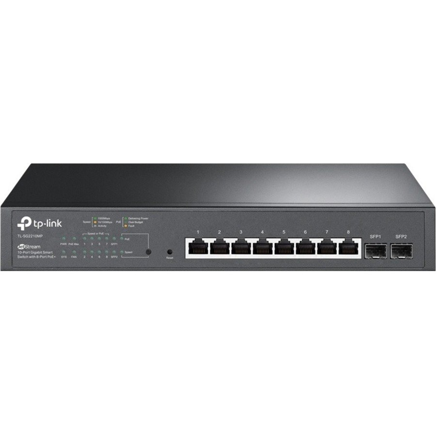 TP-Link Omada SG2210MP 10-poorts Gigabit Cloud Smart-switch met 8 PoE+-poorten, incl. 19" rackmount kit
