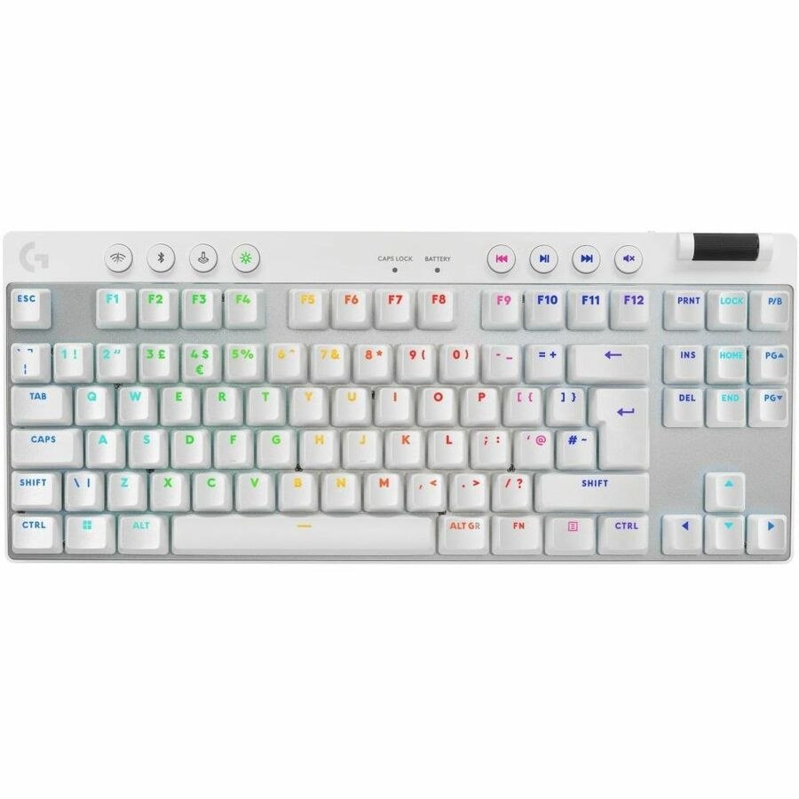 Logitech G PRO X TKL Gaming Keyboard - Wired/Wireless Connectivity - USB 2.0 Interface - RGB LED - English (UK) - QWERTY Layout - White