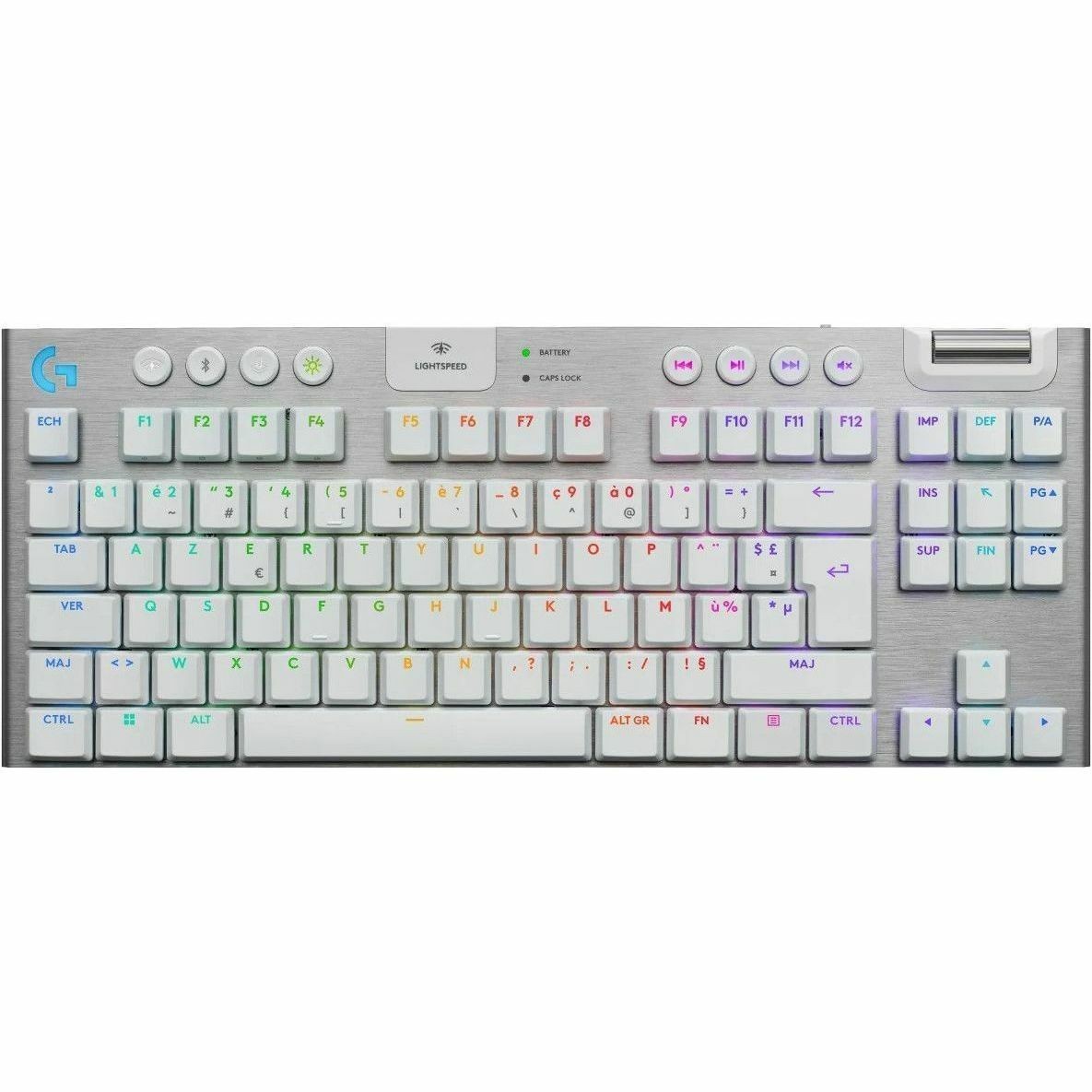 Logitech G G915 X LIGHTSPEED TKL Gaming-toetsenbord - Tenkeyless - Bedraad/draadloos Verbinding - USB Interface - RGB LED - Frans - AZERTY indeling - Wit