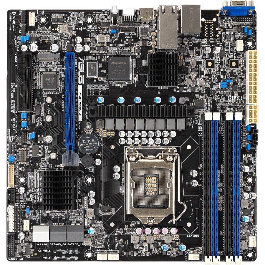 Asus P12R-M-10G-2T Server Motherboard - Intel C252 Chipset - Socket LGA-1200 - Micro ATX