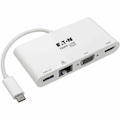 Eaton Tripp Lite Series USB-C Multiport Adapter - 4K HDMI, VGA, USB 3.x (5Gbps) Hub Port, GbE, HDCP, White