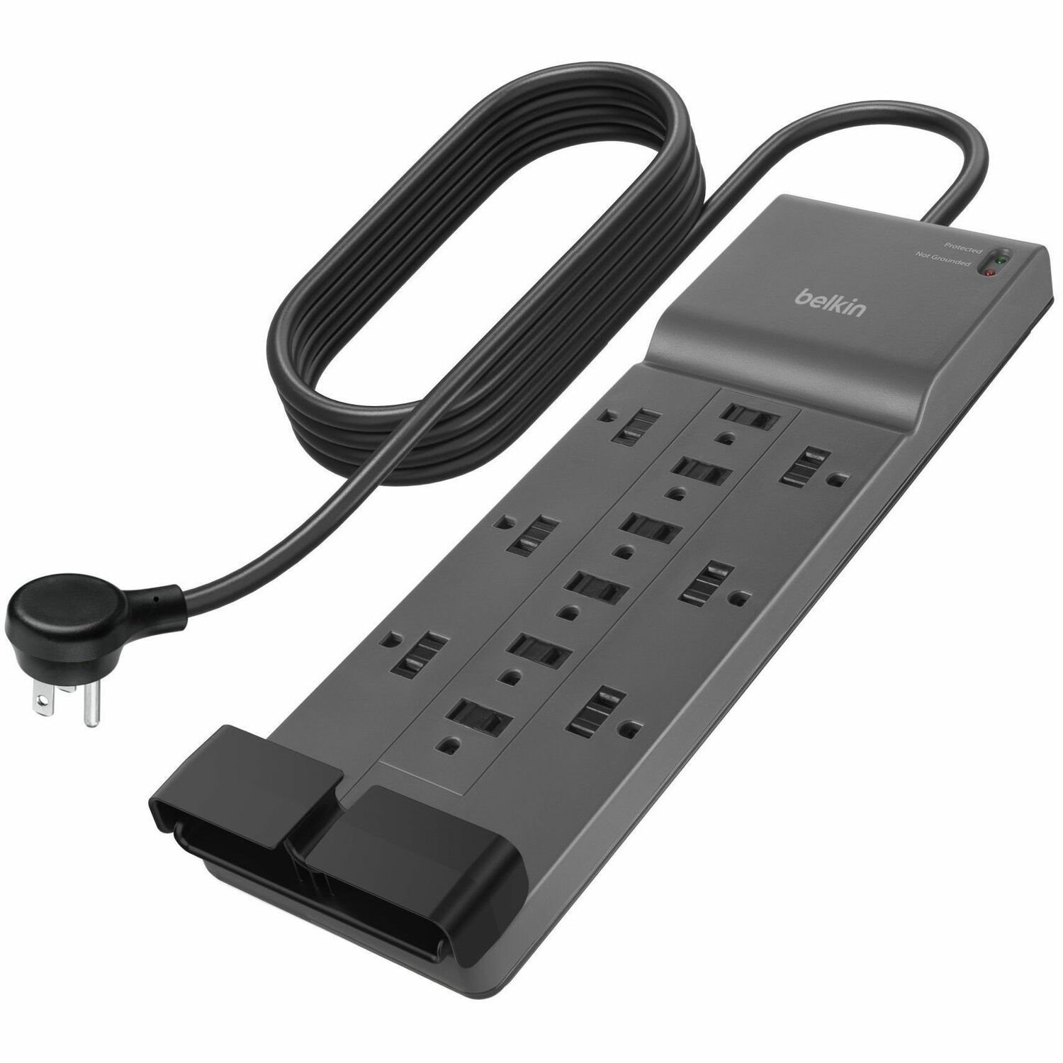 Belkin 12-Outlet Surge Protector - 8ft Cord - Right Angle Plug - 3940J - Grey