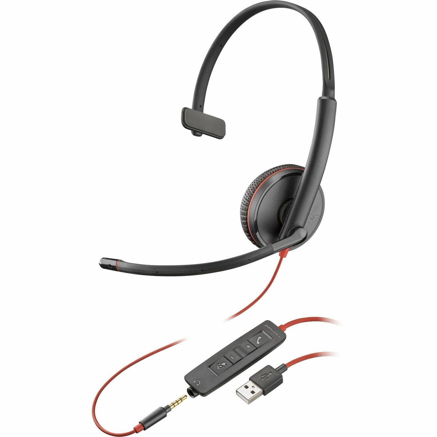 Poly Blackwire 3215 Wired On-ear, Over-the-head Mono Headset - Black