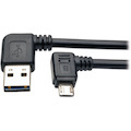 Eaton Tripp Lite Series Micro USB Cable for Charging (M/M) - Reversible Left/Right USB-A to Right-Angle USB Micro-B, Black, 3 ft. (0.91 m)