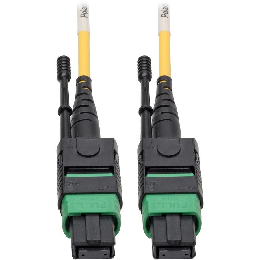 Eaton Tripp Lite Series MTP/MPO (APC) Singlemode Patch Cable (F/F), 12 Fiber, 40/100 GbE, QSFP+ 40GBASE-PLR4, Plenum, Push/Pull Tab, Yellow, 5 m (16 ft.)