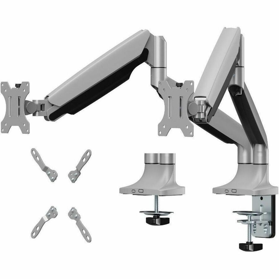 SIIG Dual 43" Mechanical Spring Monitor Arm Desk Mount- Gray - Fits 17"- 43" Screens, up to 26.4 lbs, VESA 75/100/200