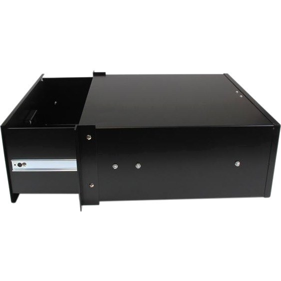 StarTech.com 4U Black Steel Storage Drawer for 19in Racks and Cabinets - 4U Black Sliding Rack Storage Drawer