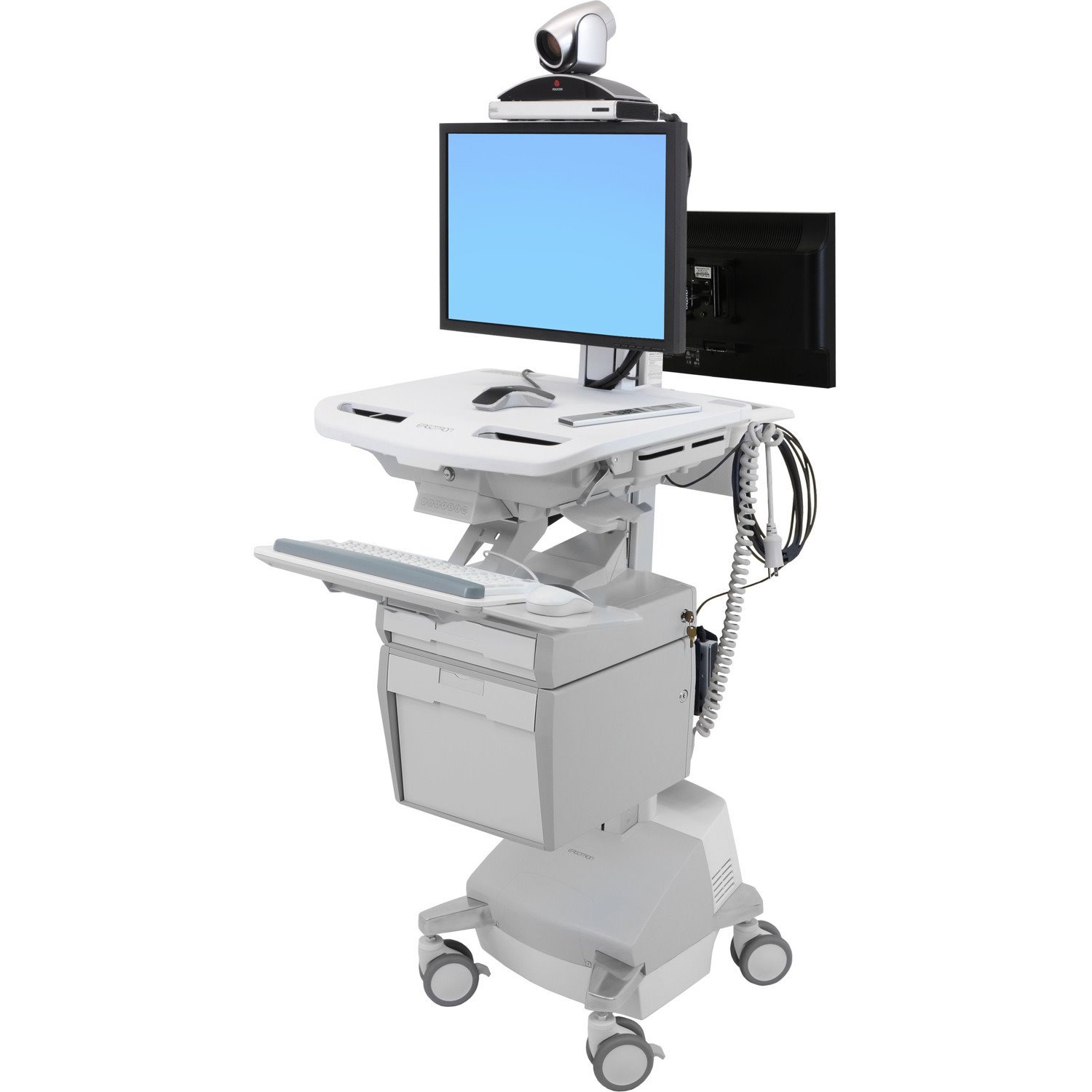 Ergotron StyleView Telemedicine Cart, Back-to-Back Monitor, Powered