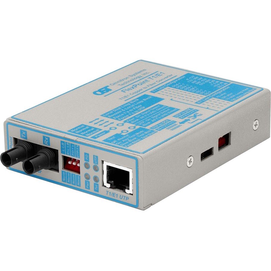 FlexPoint T1/E1 Fiber Media Converter RJ48 ST Single-Mode 30km