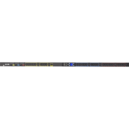 Eaton Metered Input rack PDU, 0U, L21-30P input, 8.64 kW max, 120/208V, 24A, 10 ft cord, Three-phase, Outlets: (1) 5-20R, (30) C13 Outlet grip, (6) C19 Outlet grip