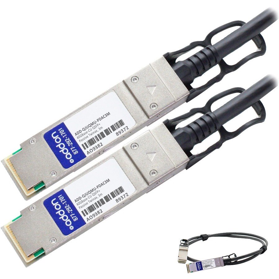 AddOn Juniper Networks&reg; JNP-QSFP-DAC-3M to Multiple OEM Compatible TAA Compliant 40GBase-CU QSFP+ to QSFP+ Direct Attach Cable (Passive Twinax, 3m)