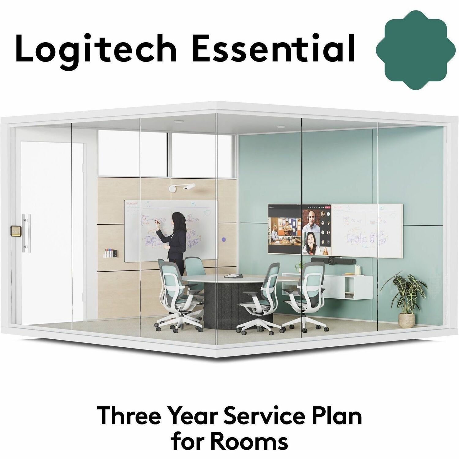 LOGITECH ESSENTIAL ROOM SERVICE PLAN,BASIC SUPPORT,REMOTE UI,ROOM BOOKING SOLUTION - 3YR