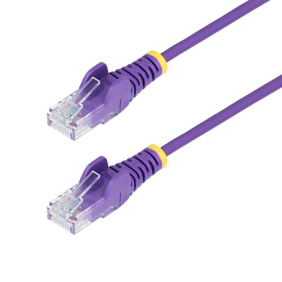 StarTech.com 9in Purple Slim CAT6 Ethernet Cable, Slim Snagless RJ45, UTP, LSZH, 28AWG Bare Copper, Slim Network Patch Cord, Fluke Tested