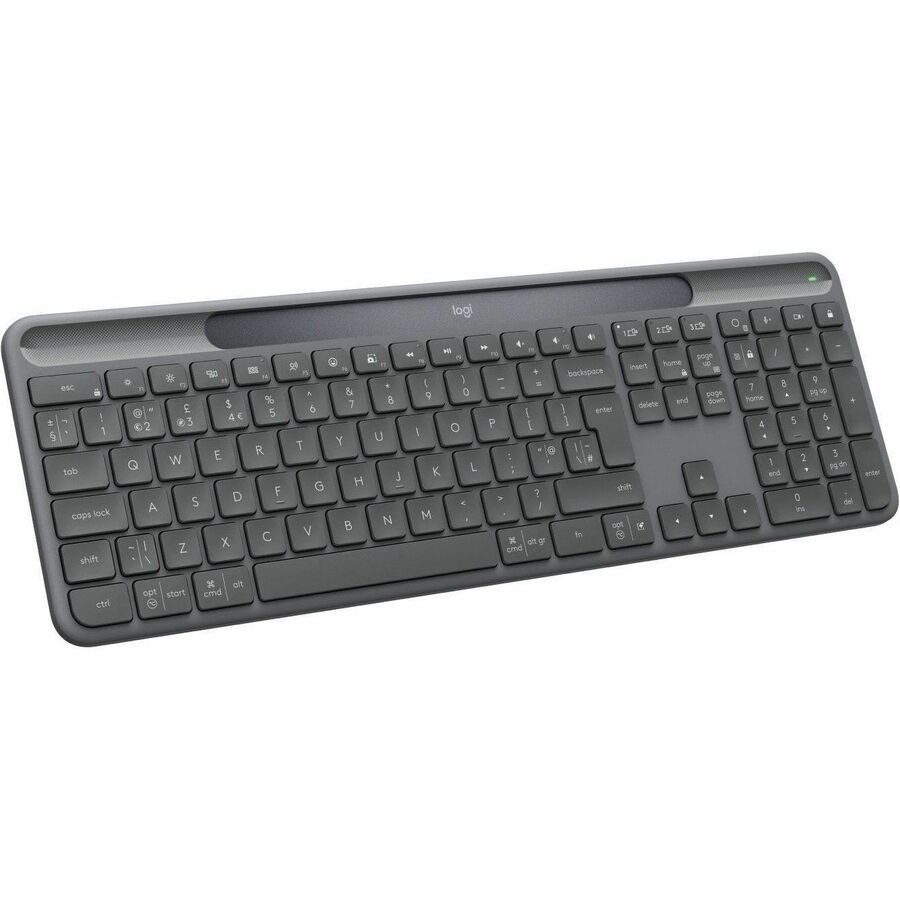 Logitech Signature Slim Solar+ K980 Keyboard - Full-size - Wireless Connectivity - USB Type C Interface - English (UK) - QWERTY Layout - Graphite