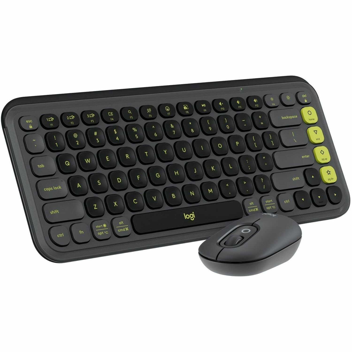 Logitech POP ICON COMBO, Bluetooth Keyboard and Mouse Combo, Comfortable Typing, Programmable Keys and Buttons, Quiet Clicks (Graphite & Green)