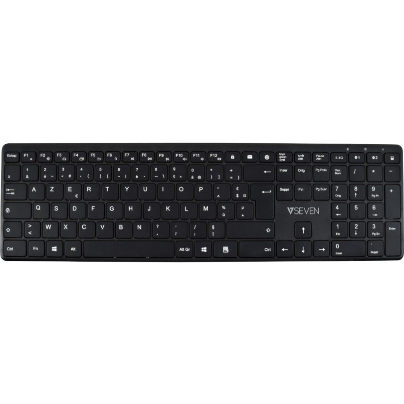V7 KW550FRBT Keyboard - Wireless Connectivity - USB Interface - French - AZERTY Layout - Black