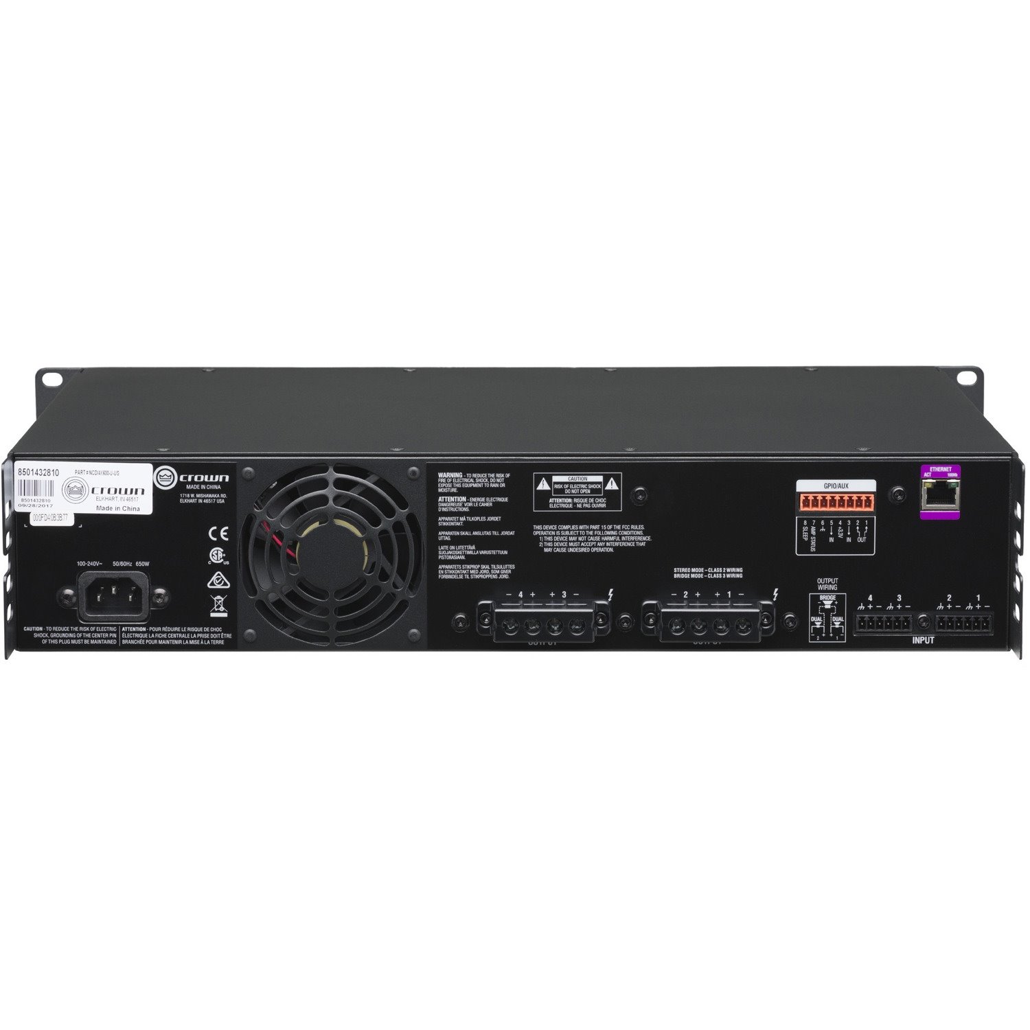 Crown CDi DriveCore 4|600 Amplifier - 2400 W RMS - 4 Channel - Black