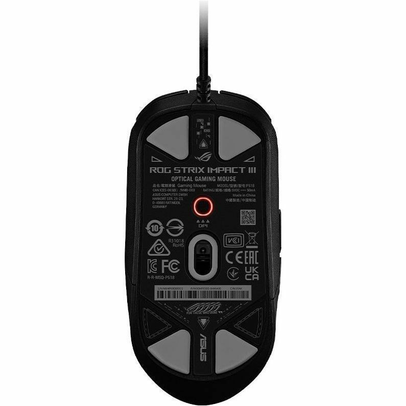 Asus ROG Strix Impact III Gaming Mouse - USB 2.0 Type A - Optical - 5 Programmable Button(s) - Black